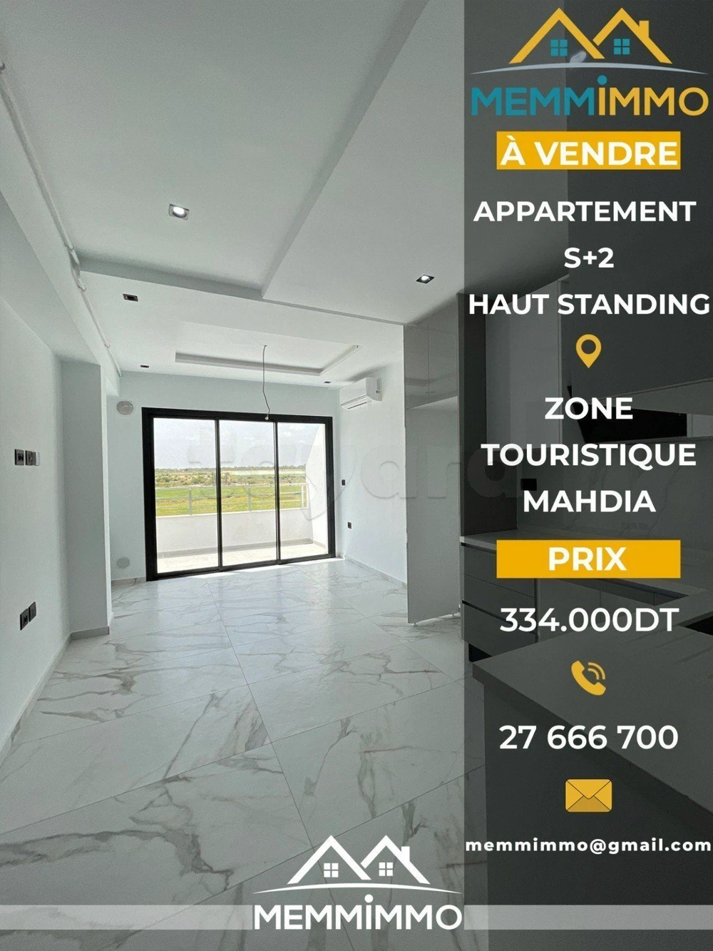 🏠 𝐀 𝐕𝐄𝐍𝐃𝐑𝐄 Appartement S+2 de haut standing à la zone touristique de Mahdia🏠