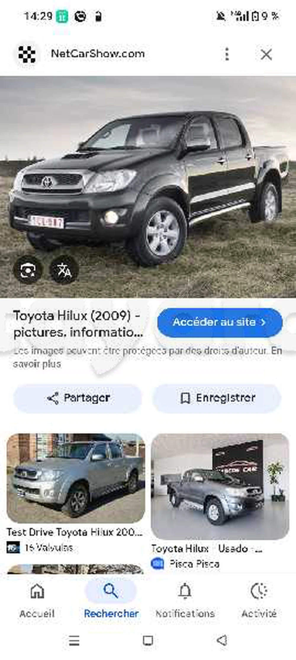 Carte voiture Toyota Hilux