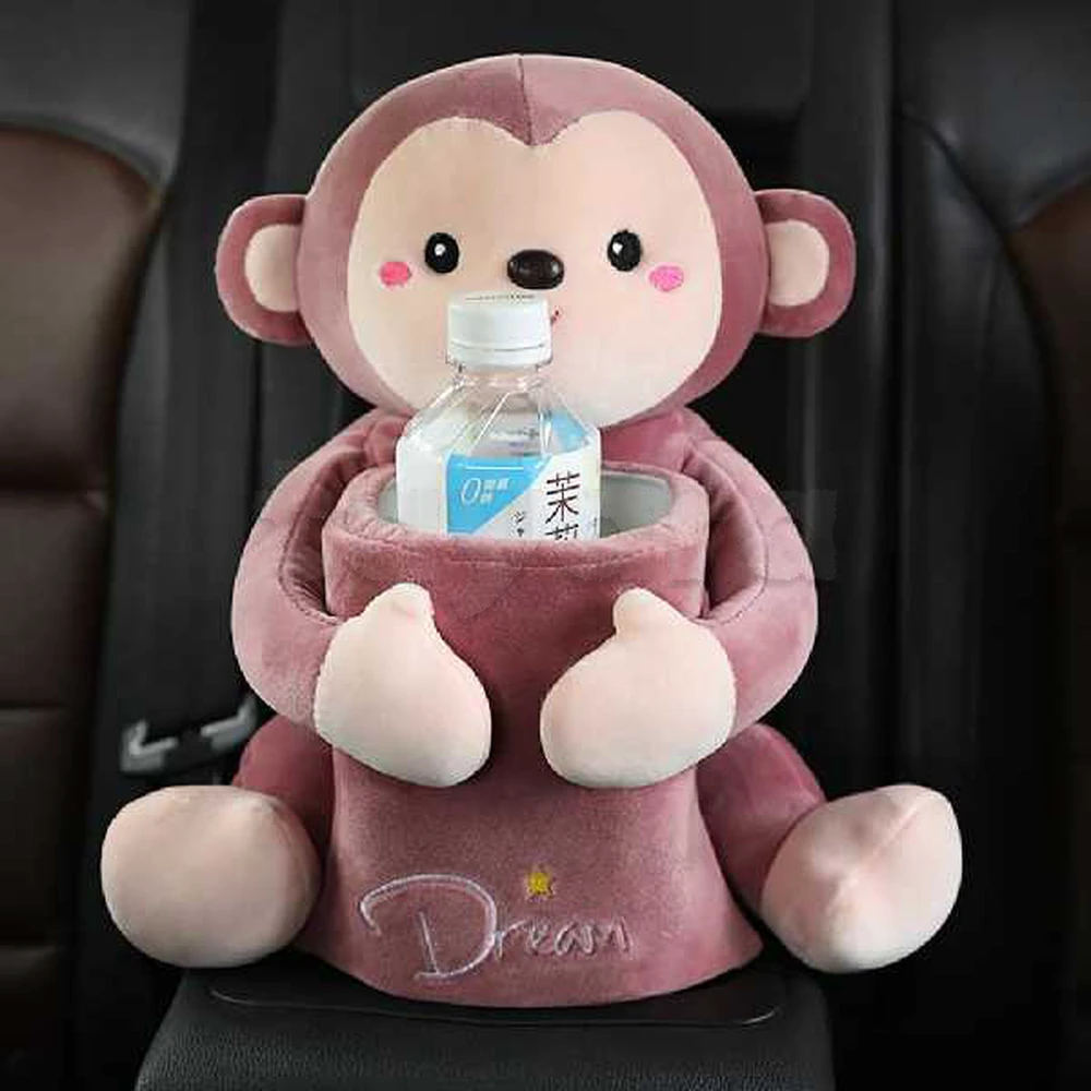Porte-sac poubelle de voiture suspendu fonctionnel en peluche