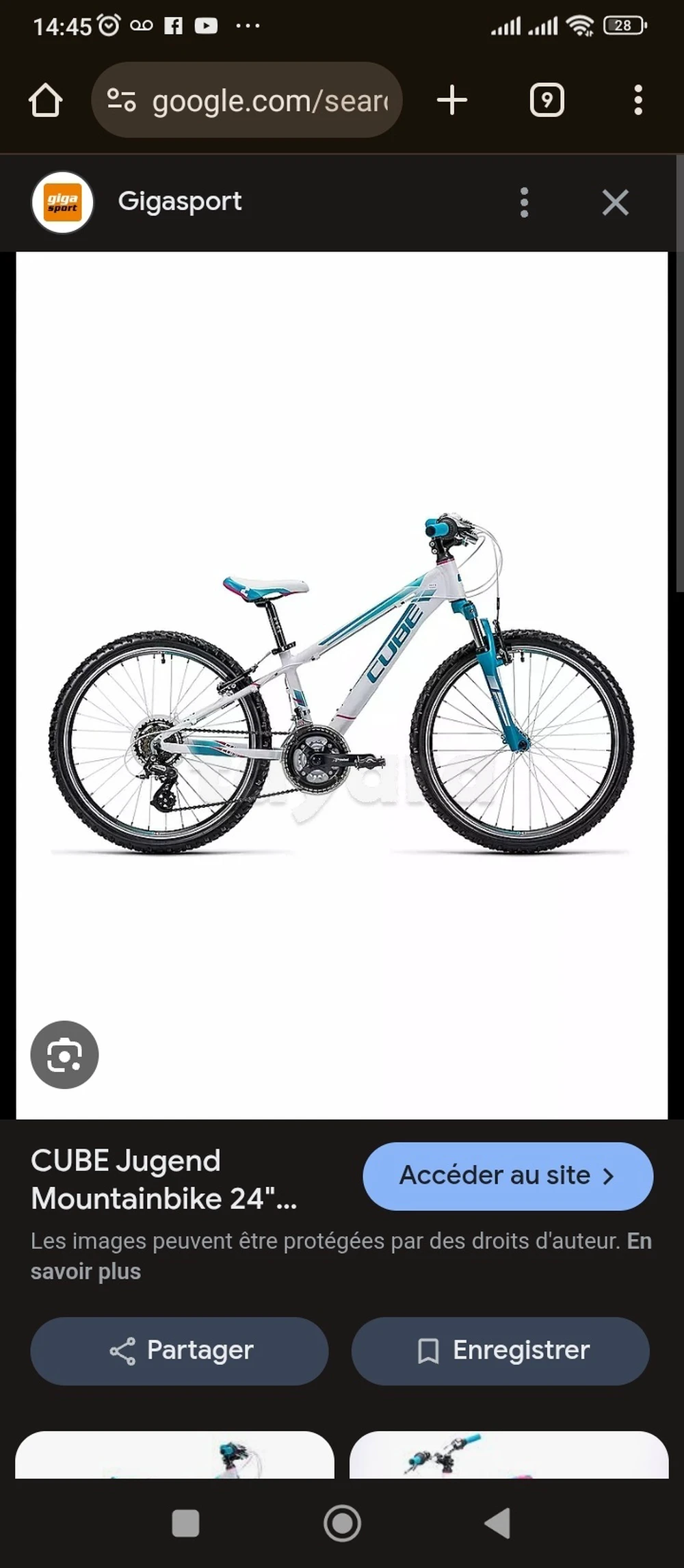 Vtt enfant cube race neuf