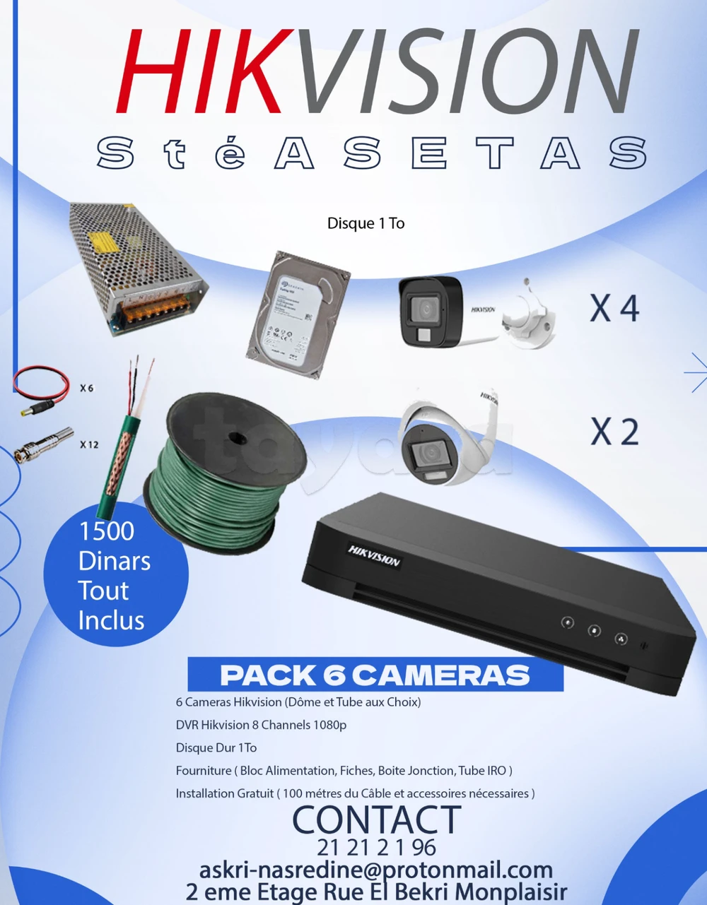Pack 6 Caméra Surveillance Hikvision