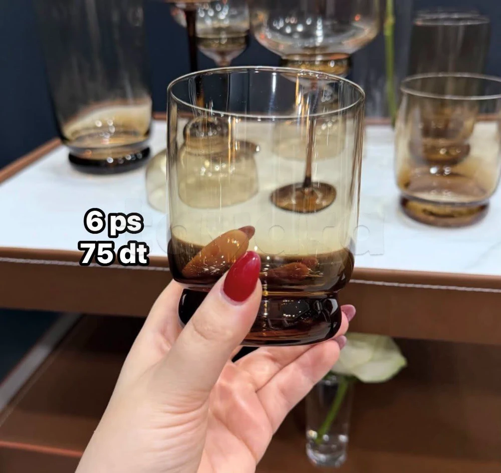 Verres en verre marron, lot de 6