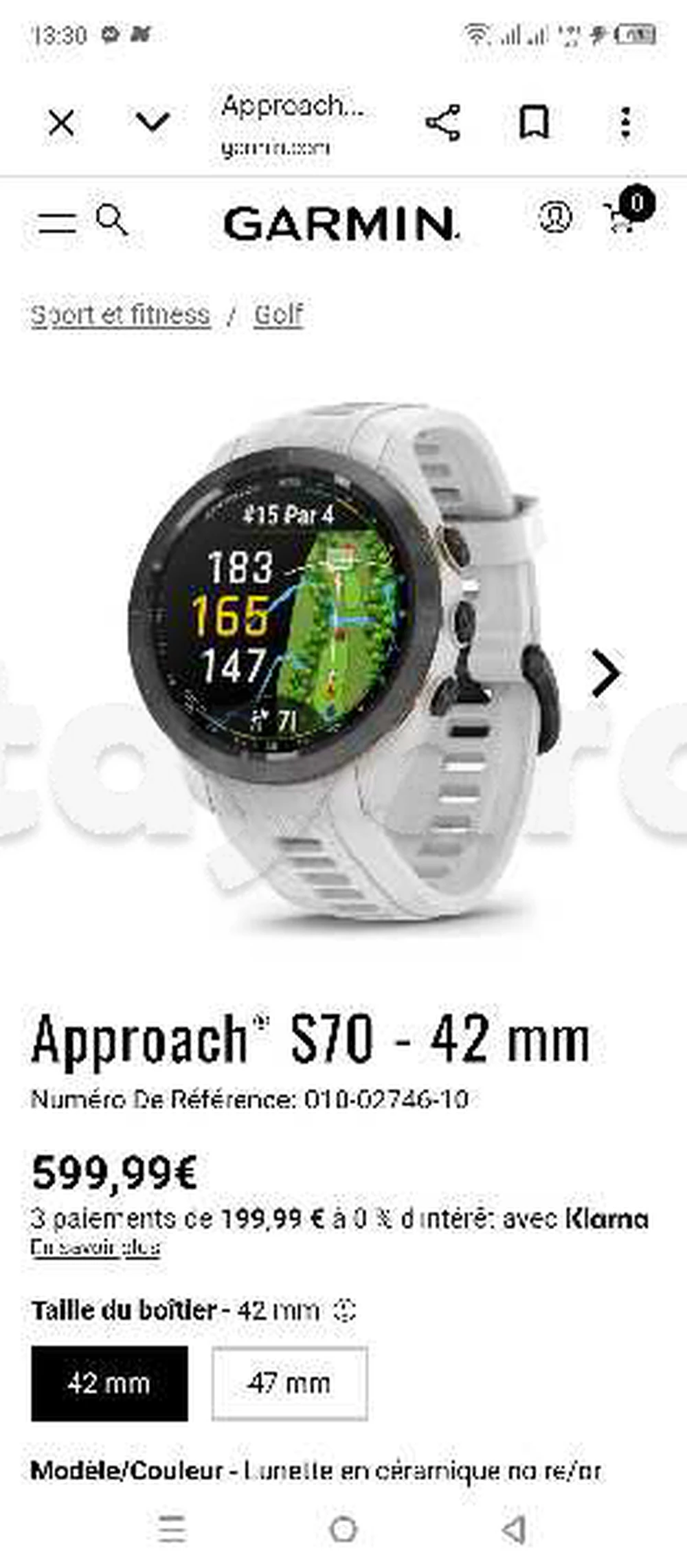 Montre Garmin Approach S 70