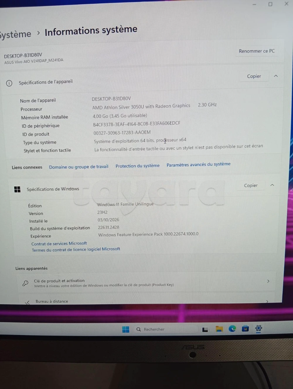 Ordinateur Tout-en-Un (All-in-One) ASUS Vivo AiO – Élégant & Moderne
