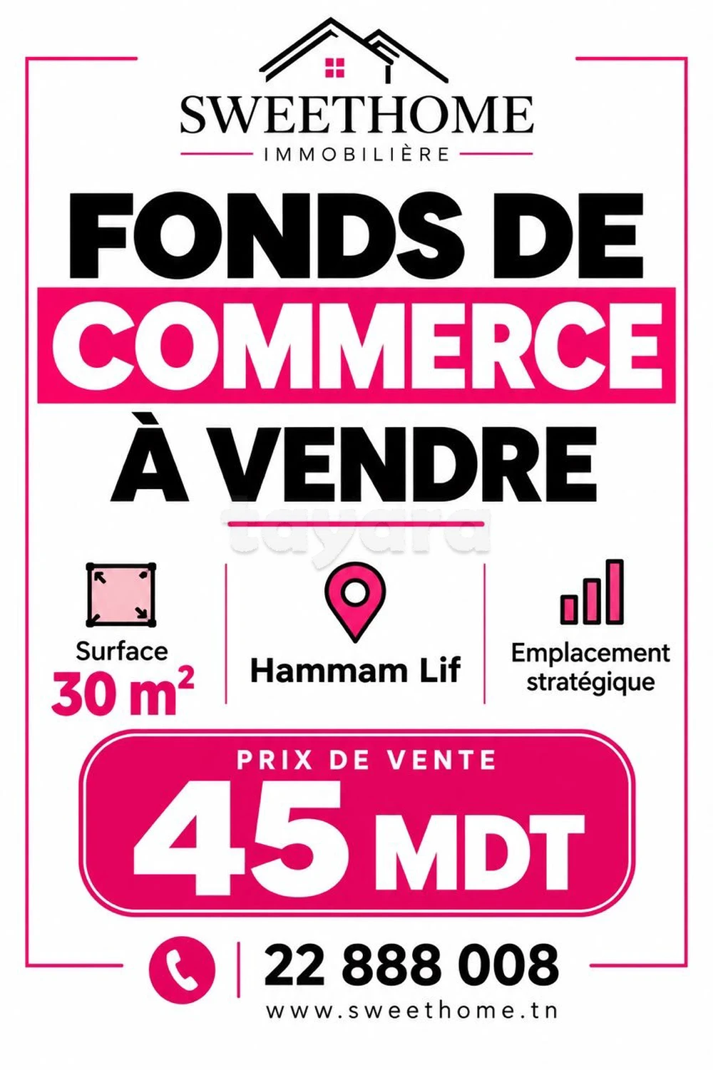 Fonds de commerce à vendre à Hammam Lif