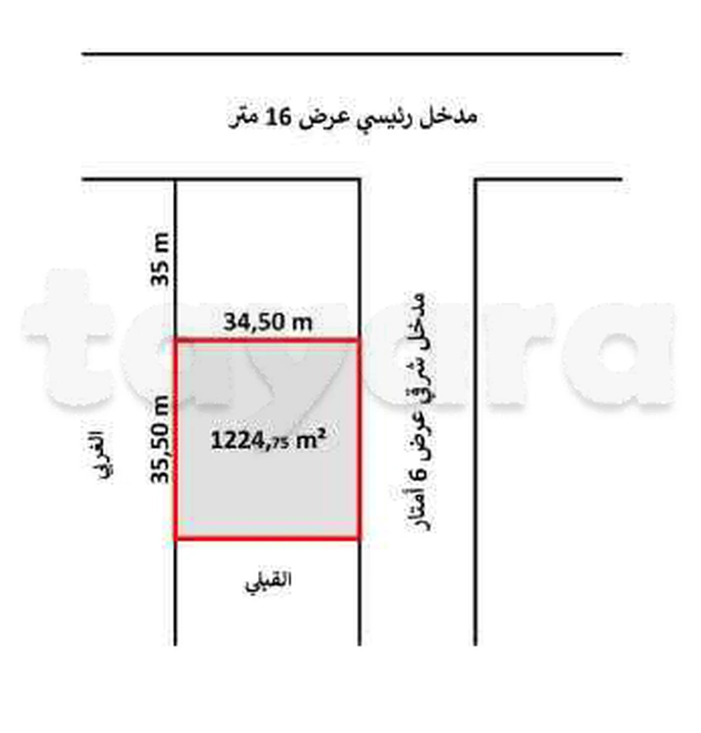 للبيع قطعة أرض مساحتها 1224 متر مربع في طريق العين الكيلومتر 12 على اليمين