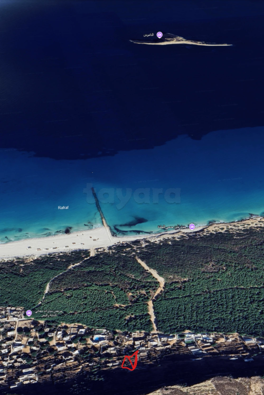 Terrain nu 440 m² vue mer panoramique, Rafraf Plage (Lahmeri)