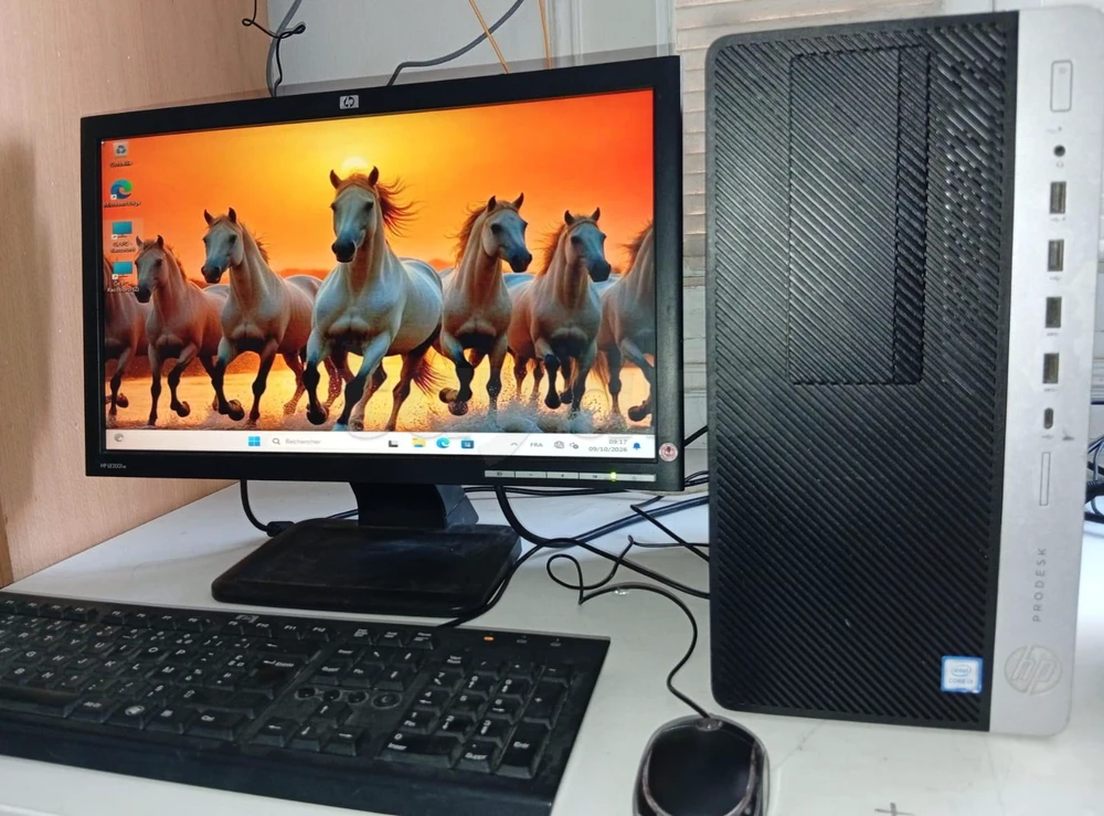 PC Bureau HP ProDesk Complet / Intel Core i3-8100 3.60 GHz / 8 Go RAM / Disque 500 Go / Windows 11 Pro / Écran HP