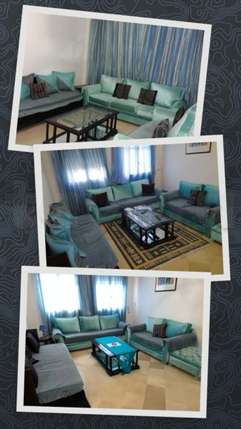 location appartement richement meublé par jour à Tunis route la Marsa Aouina une chambre salon