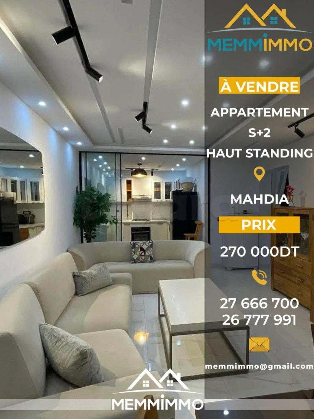 🏢 À 𝐕𝐄𝐍𝐃𝐑𝐄 : 𝐀𝐩𝐩𝐚𝐫𝐭𝐞𝐦𝐞𝐧𝐭 𝐒+𝟐 𝐇𝐚𝐮𝐭 𝐒𝐭𝐚𝐧𝐝𝐢𝐧𝐠 – 𝐌𝐚𝐡𝐝𝐢𝐚 𝐄𝐦𝐩𝐥𝐚𝐜𝐞𝐦𝐞𝐧𝐭 𝐩𝐫𝐢𝐯𝐢𝐥𝐞́𝐠𝐢𝐞́