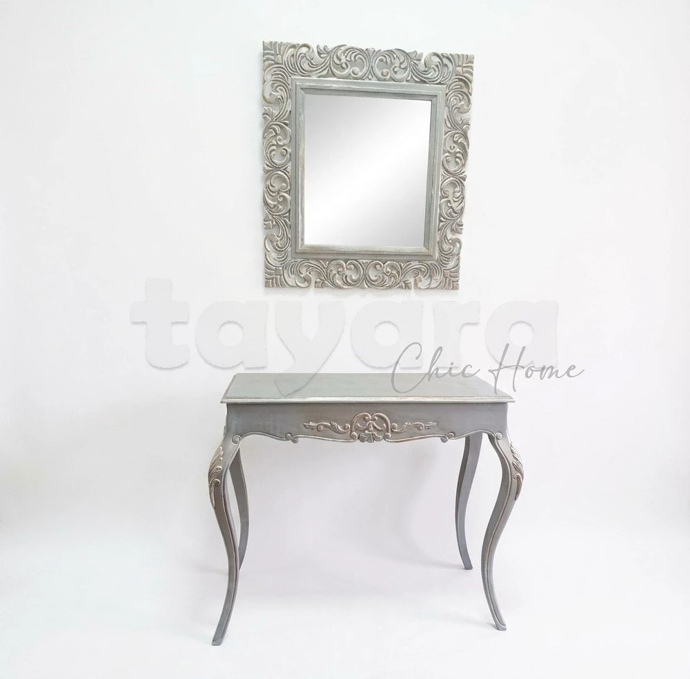 Console MILA avec Miroir – Grège Doré | Chic Home