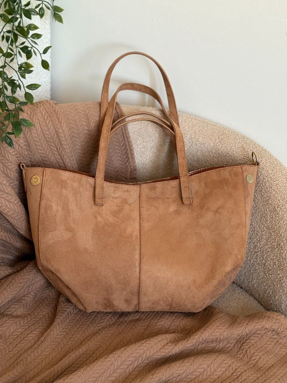 Sac cabas femme marron 44x24 cm - mat ou daim