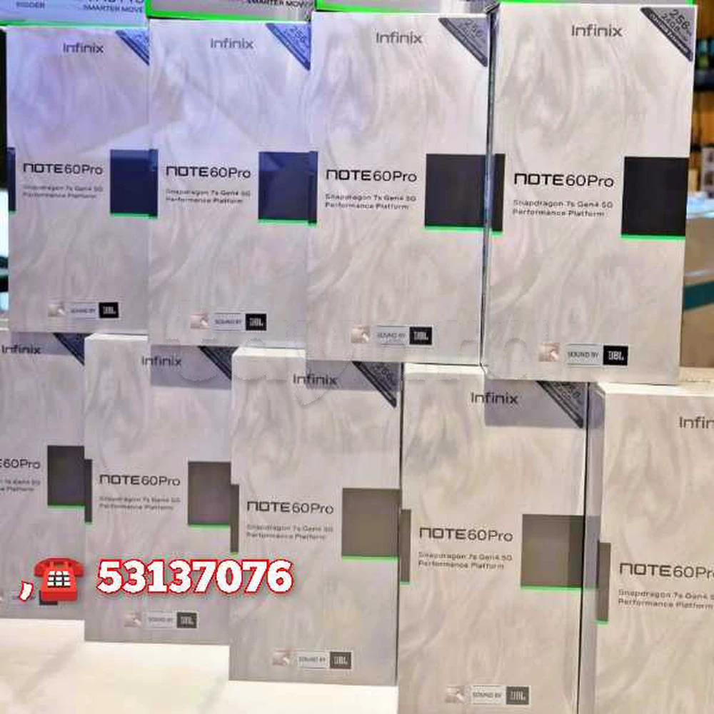 Infinix Note 60 Pro 5G (12/256) Cacheté paquet fermé #Validé✔️
-Couleur :Titanium /Bleu/Orangé 
-Prix fiix non négociable: 1300 dt
Vente en ligne ☎️53137076 ➡️Dispo à Ariana / Tunis centre ville
🚛Livraison sur tout la Tunisie 🚚🇹🇳🔴Echange : Non🔴