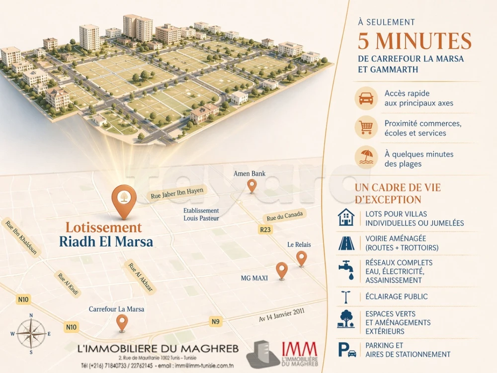 Terrain à vendre – Référence J16 | 497 m² – Riadh El Marsa