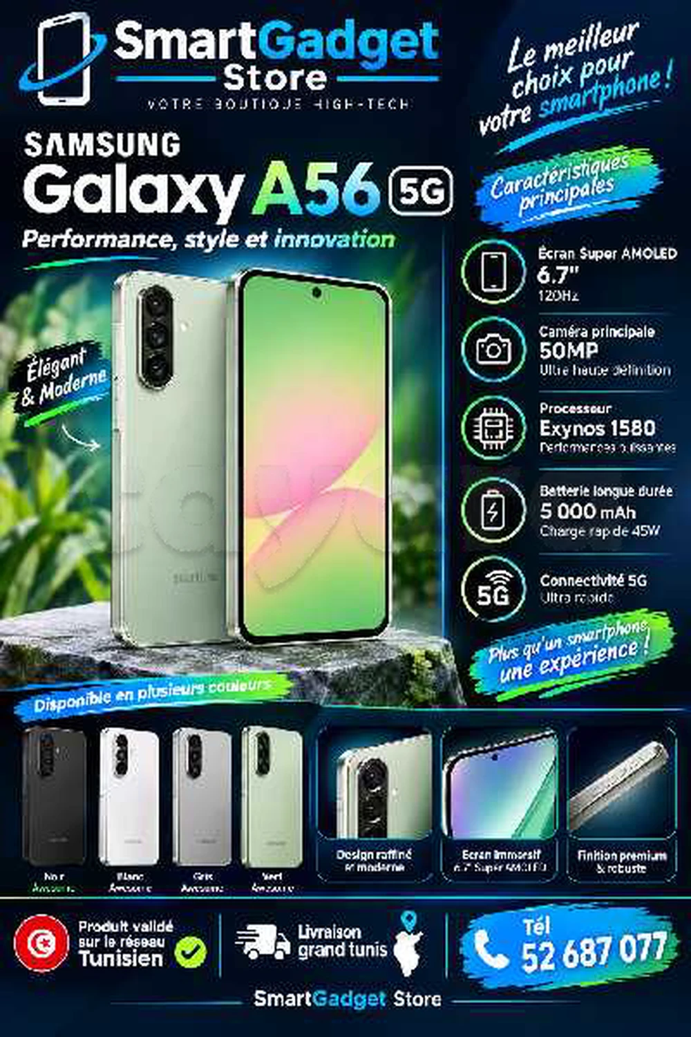 Samsung Galaxy A56 5G (8/256Go)Neuf cacheté Sous blister Validé 
📞52687077📞
