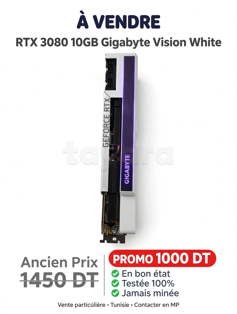 Gigabyte RTX 3080 10GB Vision OC White - Comme Neuve -