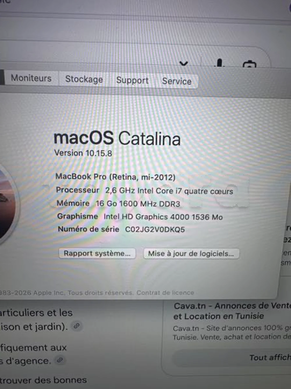 MACBOOK PRO i7 et RAM 16G