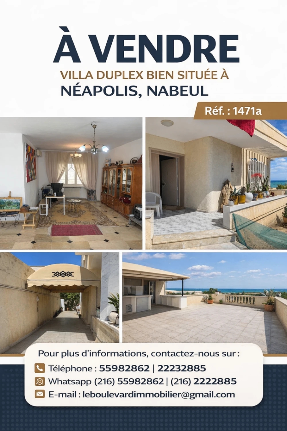 A vendre villa à zone touristique jasmin Nabeul