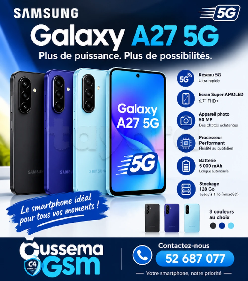 Samsung A27 5G (6/128Go) Neuf cacheté Sous blister Validé 
📞52 687 077 📞